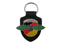 GSG9 شخصی حلقههای کلیدی چرم، حلقههای کلیدی تبلیغاتی با لوگو با نرم مینا آرم