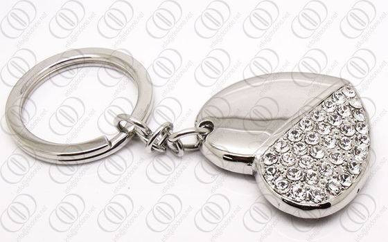 طلا و جواهر فولاد ضد زنگ قلب در Keychain شکل با کریستال های روشن سنگ
