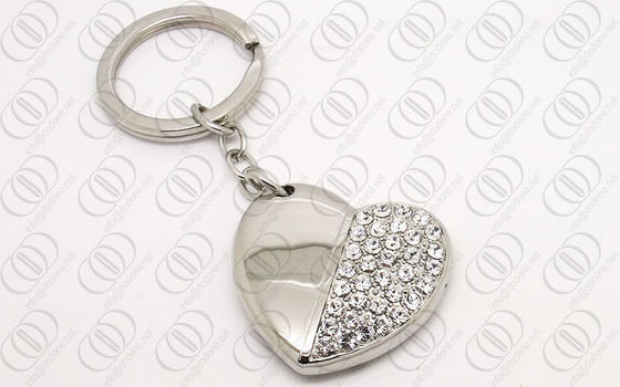 طلا و جواهر فولاد ضد زنگ قلب در Keychain شکل با کریستال های روشن سنگ