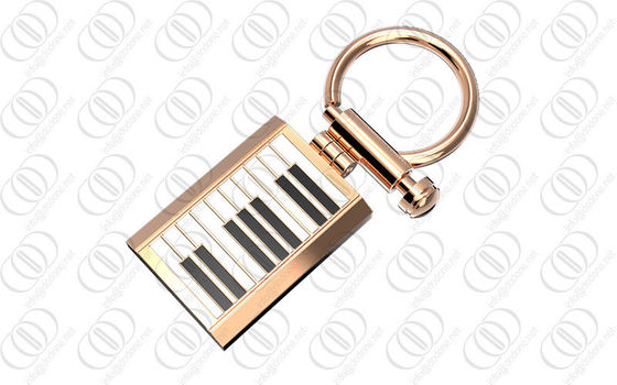 طلا افزایش یافت دارنده پیانو در Keychain سیاه سفید لاک برای موسیقیدان